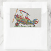 Cute Biplane Rechthoekige Sticker (Tas)