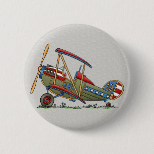Cute Biplane Ronde Button 5,7 Cm