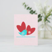 Cute Bird and Hearts Briefkaart (Staand voorkant)