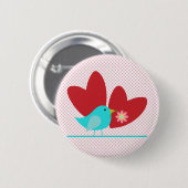 Cute Bird and Hearts Ronde Button 5,7 Cm (Voorkant /achterkant)