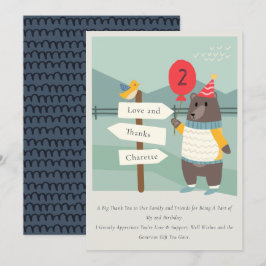 Cute Bird Beer Mijlpaal Berg Verjaardag Elke Leeft Bedankkaart