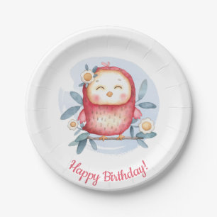 Cute Bird Birthday Papieren Bordje