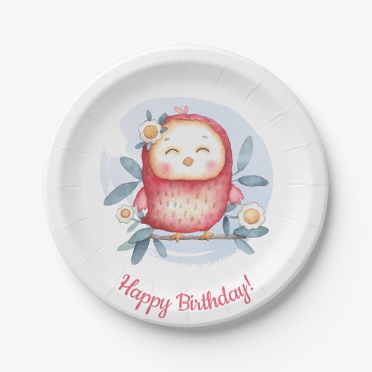 Cute Bird Birthday Papieren Bordje (Voorkant)