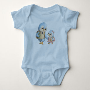 Cute Bird Brother Baby Body Design Romper
