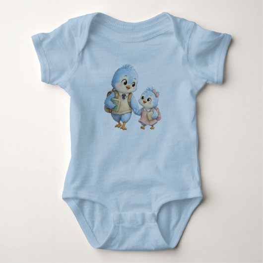 Cute Bird Brother Baby Body Design Romper (Voorkant)