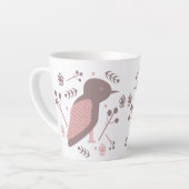 Cute Bird Brown Pink Botanical Floral Latte Mok (Linkerhoek)