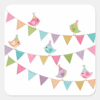 Cute Bird Bunting Vierkante Sticker