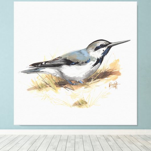 cute bird canvas afdruk (Insitu (Houten vloer))