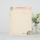 Cute bird chef gepersonaliseerd recept letterhead (Staand voorkant)