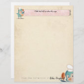 Cute bird chef gepersonaliseerd recept letterhead (Voorkant / Achterkant)