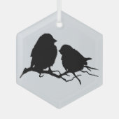 Cute Bird Couple Friends Silhouette Glas Ornament (Voorkant)