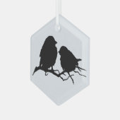 Cute Bird Couple Friends Silhouette Glas Ornament (Voorkant links)