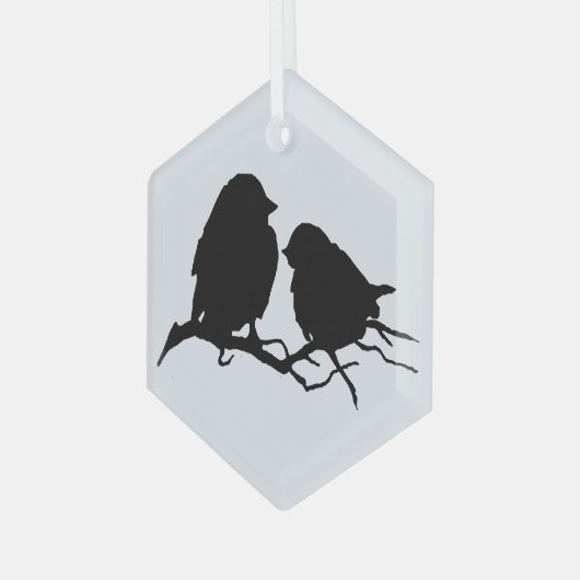 Cute Bird Couple Friends Silhouette Glas Ornament (Voorkant links)