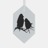 Cute Bird Couple Friends Silhouette Glas Ornament (Voorkant Rechts)