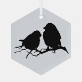 Cute Bird Couple Friends Silhouette Glas Ornament (Achterkant)