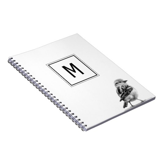 Cute Bird Custom Your Initial Letter Notitieboek (Rechterzijde)