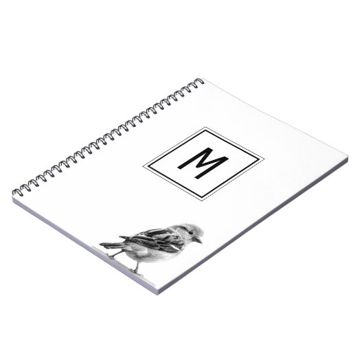 Cute Bird Custom Your Initial Letter  Notitieboek (Linkerzijde)