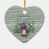 Cute Bird Daisy Flowers  Ornament (Voorkant)