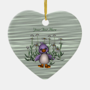 Cute Bird Daisy Flowers  Ornament