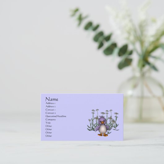 Cute Bird Daisy Flowers Visitekaartje (Staand voorkant)