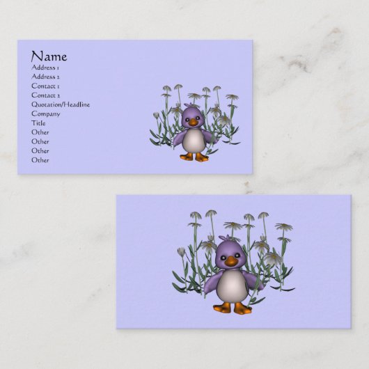 Cute Bird Daisy Flowers Visitekaartje (Voorkant / Achterkant)