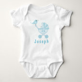 Cute Bird en Baby Carriage Baby Bodysuit (Voorkant)