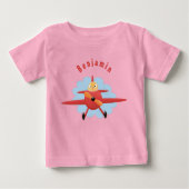 Cute bird flying red airplane cartoon illustratie (Voorkant)