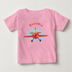 Cute bird flying red airplane cartoon illustratie