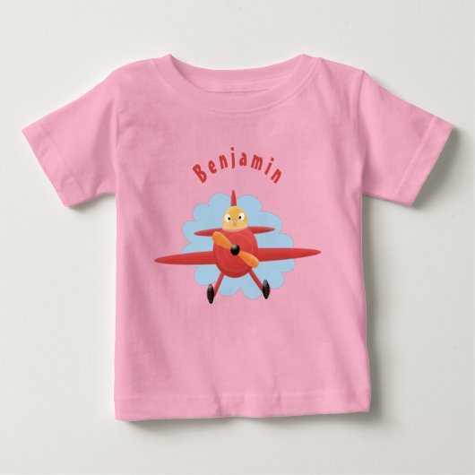 Cute bird flying red airplane cartoon illustratie (Voorkant)