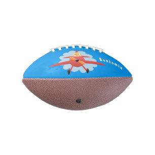 Cute bird flying red airplane cartoon illustratie american football