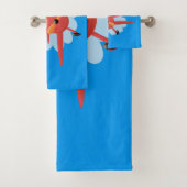 Cute bird flying red airplane cartoon illustratie bad handdoek (Insitu)
