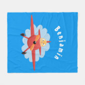 Cute bird flying red airplane cartoon illustratie fleece deken (Voorkant (Horizontaal))