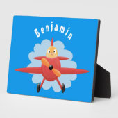 Cute bird flying red airplane cartoon illustratie fotoplaat (Zijkant)