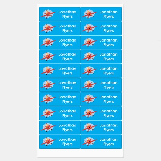 Cute bird flying red airplane cartoon illustratie labels (Vel)