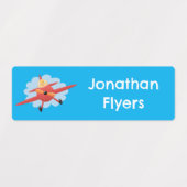 Cute bird flying red airplane cartoon illustratie labels (Design 1)