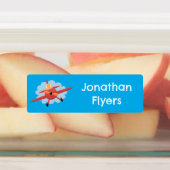 Cute bird flying red airplane cartoon illustratie labels (Aangebracht)