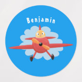 Cute bird flying red airplane cartoon illustratie labels (Design 1)