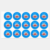 Cute bird flying red airplane cartoon illustratie labels (Vel)