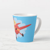 Cute bird flying red airplane cartoon illustratie latte mok (Rechterhoek)