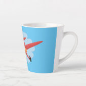 Cute bird flying red airplane cartoon illustratie latte mok (Rechts)