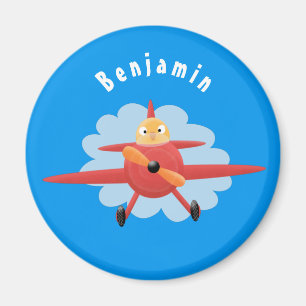 Cute bird flying red airplane cartoon illustratie magneet