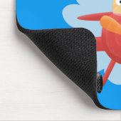 Cute bird flying red airplane cartoon illustratie muismat (Hoek)