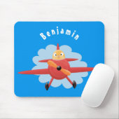 Cute bird flying red airplane cartoon illustratie muismat (Met muis)