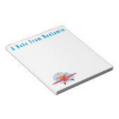 Cute bird flying red airplane cartoon illustratie notitieblok (Schuin)