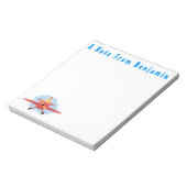 Cute bird flying red airplane cartoon illustratie notitieblok (Linkerzijde)