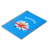 Cute bird flying red airplane cartoon illustratie notitieboek (Linkerzijde)