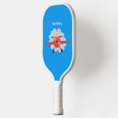 Cute bird flying red airplane cartoon illustratie pickleball paddle (Links)