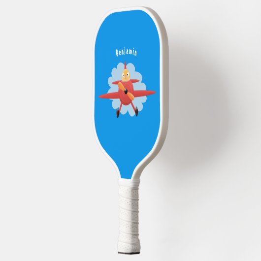 Cute bird flying red airplane cartoon illustratie pickleball paddle (Links)