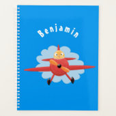 Cute bird flying red airplane cartoon illustratie planner (Voorkant)