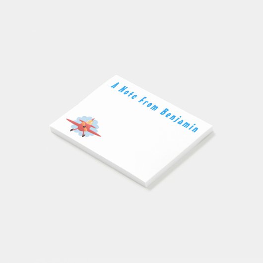 Cute bird flying red airplane cartoon illustratie post-it® notes (Schuin)